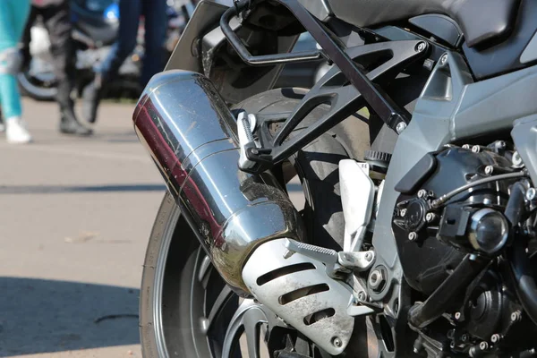 Nahaufnahme Von Details Des Modernen Motorrads — Stockfoto