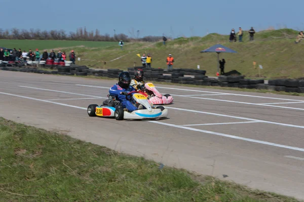 Odessa Ukraina Kwietnia 2017 Karting Championship Dzieci Młodzieży Dorosłych Kart — Zdjęcie stockowe