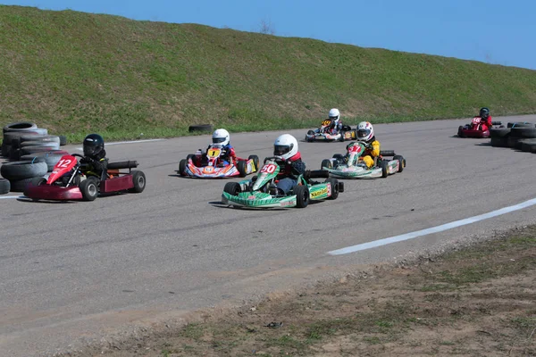 Odessa Ucrania Abril 2017 Campeonato Karting Niños Adolescentes Conductores Karts — Foto de Stock