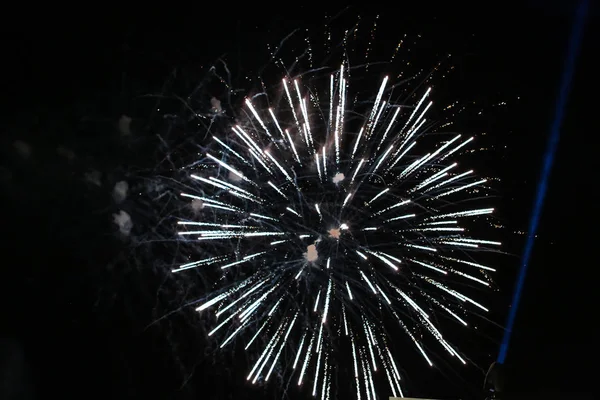 View Fireworks Exploding Night Sky — Stock Photo, Image