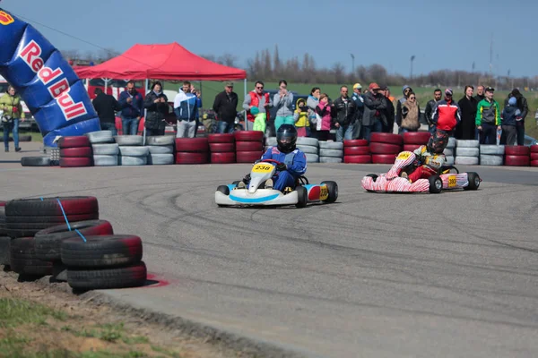 Odessa Ukraine Abril 2017 Campeonato Karting Crianças Adolescentes Adultos Kart — Fotografia de Stock