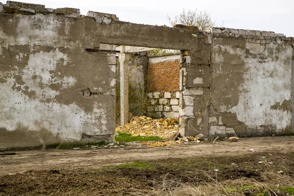 Ruines Maison Coquillages Paille Argile Dans Village — Photo