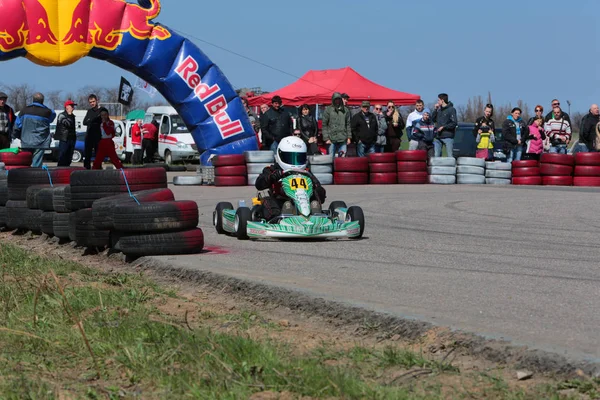 Odessa Ukraine Abril 2017 Campeonato Karting Crianças Adolescentes Adultos Kart — Fotografia de Stock