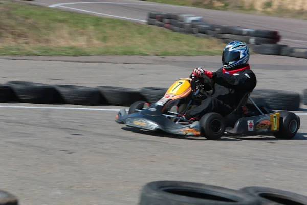 Odessa Ukraine Abril 2017 Campeonato Karting Crianças Adolescentes Adultos Kart — Fotografia de Stock