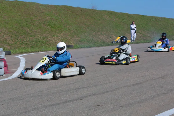 Odessa Ukraine April 2017 Kartmeisterschaft Kinder Jugendliche Und Erwachsene Kartfahrer — Stockfoto