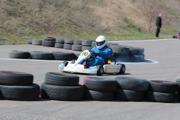 Odessa Ukraine April 2017 Kartmeisterschaft Kinder Jugendliche Und Erwachsene Kartfahrer — Stockfoto