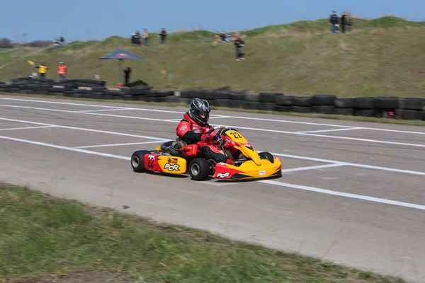 Odessa Ukraine Abril 2017 Campeonato Karting Crianças Adolescentes Adultos Kart — Fotografia de Stock