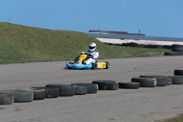 Odessa Ukraine April 2017 Karting Championship Children Teenagers Adult Kart — Stock Photo, Image