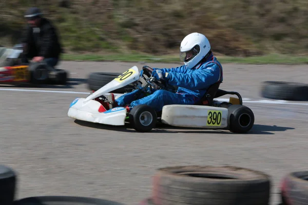 Odessa Ucrania Abril 2017 Campeonato Karting Niños Adolescentes Conductores Karts —  Fotos de Stock