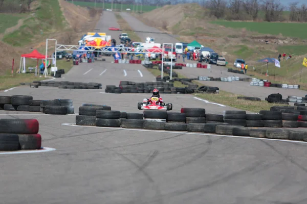 Odessa Ukraine April 2017 Kartmeisterschaft Kinder Jugendliche Und Erwachsene Kartfahrer — Stockfoto