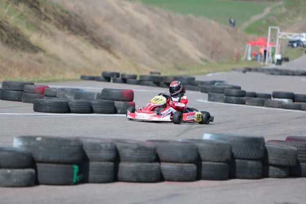 Odessa Ucrania Abril 2017 Campeonato Karting Niños Adolescentes Conductores Karts —  Fotos de Stock