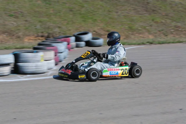 Odessa Ukraina Kwietnia 2017 Karting Championship Dzieci Młodzieży Dorosłych Kart — Zdjęcie stockowe