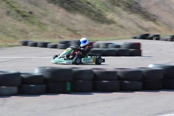 Odessa Ukraine April 2017 Karting Championship Children Teenagers Adult Kart — Stock Photo, Image