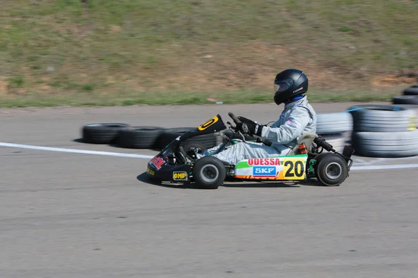 Odessa Ukraine Abril 2017 Campeonato Karting Crianças Adolescentes Adultos Kart — Fotografia de Stock