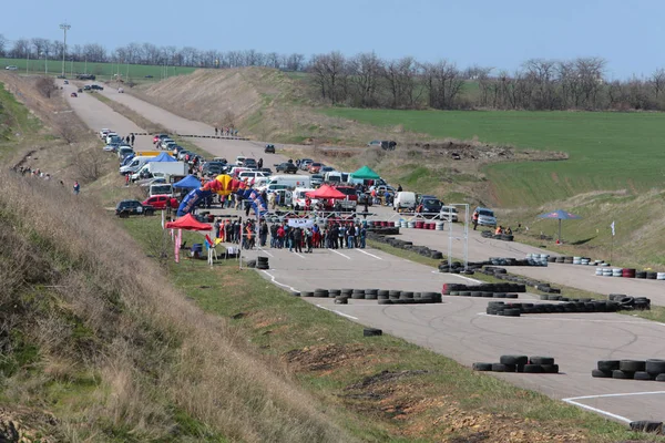 Odessa Ukraine Abril 2017 Campeonato Karting Crianças Adolescentes Adultos Kart — Fotografia de Stock