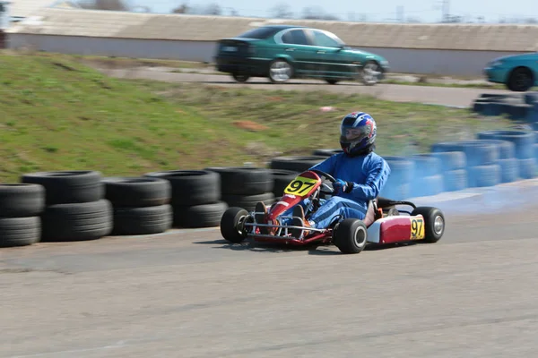 Odessa Ukraine Avril 2017 Championnat Karting Enfants Adolescents Pilotes Karting — Photo