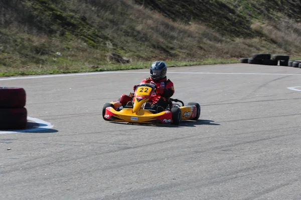 Odessa Ukraina Kwietnia 2017 Karting Championship Dzieci Młodzieży Dorosłych Kart — Zdjęcie stockowe