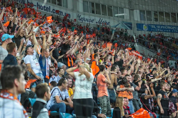 Odessa Ukraina Juli 2017 Shakhtar Dynamo Matcha Fans Fotboll Tribune — Stockfoto