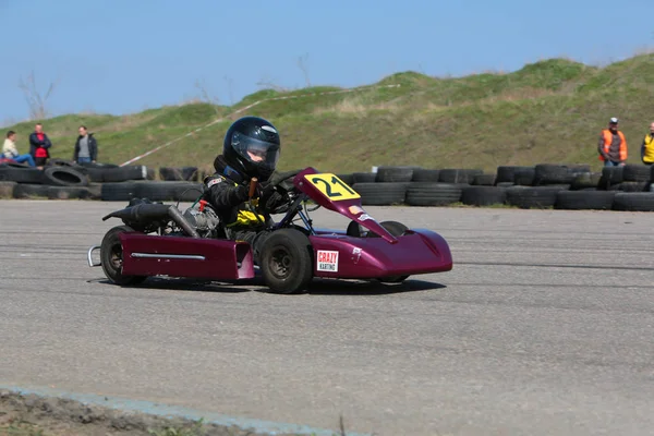 Odessa Ucrania Abril 2017 Campeonato Karting Niños Adolescentes Conductores Karts — Foto de Stock