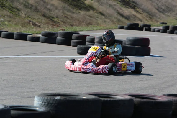 Odessa Ucrania Abril 2017 Campeonato Karting Niños Adolescentes Conductores Karts — Foto de Stock