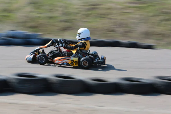 Odessa Ucrania Abril 2017 Campeonato Karting Niños Adolescentes Conductores Karts —  Fotos de Stock