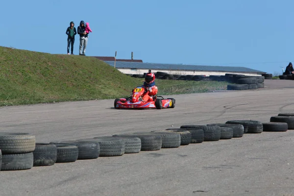 Odessa Ucrania Abril 2017 Campeonato Karting Niños Adolescentes Conductores Karts —  Fotos de Stock