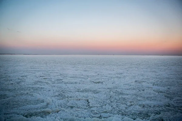 Catastrophe Naturelle Hivernale Glace Promenade Maritime Après Tempête Hivernale — Photo