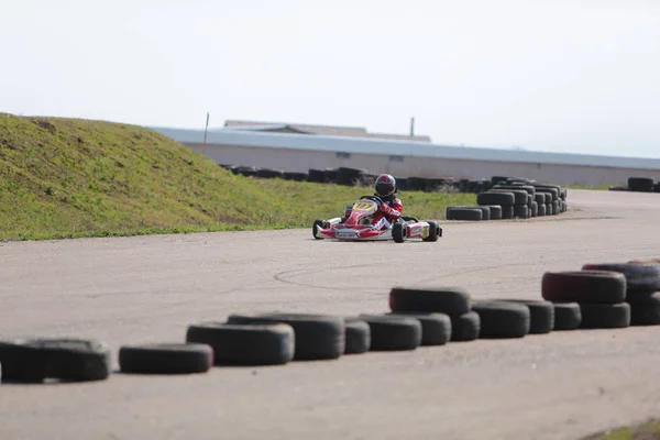 Odessa Ucrania Abril 2017 Campeonato Karting Niños Adolescentes Conductores Karts — Foto de Stock