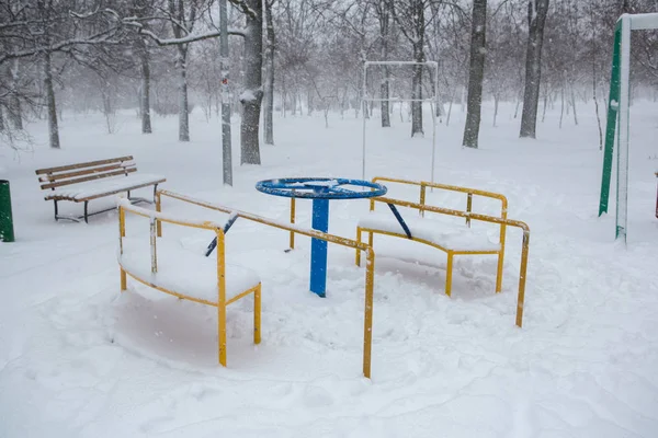 White Snow Playground Playground Snow Winter Blizzard — Stock Photo, Image