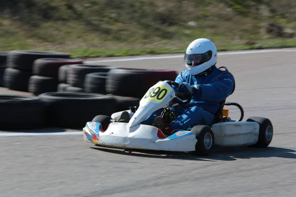 Odessa Ucrania Abril 2017 Campeonato Karting Niños Adolescentes Conductores Karts — Foto de Stock