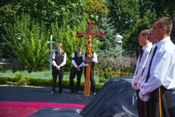 Odessa Ukraina August 2013 Slavonisk Begravelse Med Gravleggelse Avdøde Tempel – stockfoto
