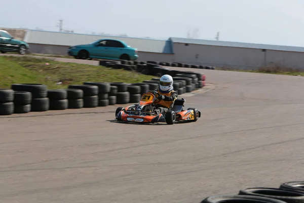 Odessa Ucrania Abril 2017 Campeonato Karting Niños Adolescentes Conductores Karts — Foto de Stock