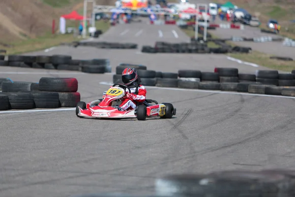 Odessa Ukraine Abril 2017 Campeonato Karting Crianças Adolescentes Adultos Kart — Fotografia de Stock