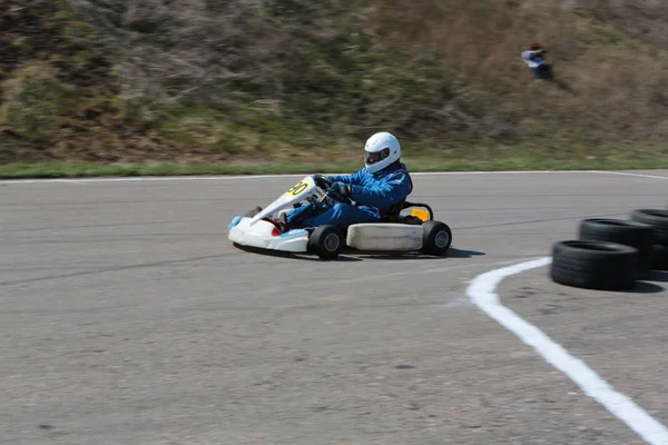 Odessa Ucrania Abril 2017 Campeonato Karting Niños Adolescentes Conductores Karts — Foto de Stock