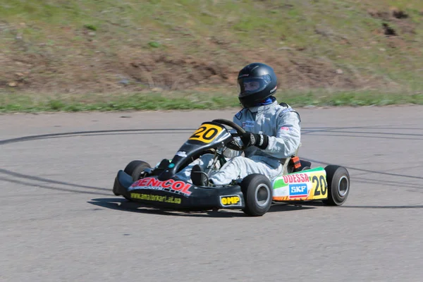 Odessa Ucrania Abril 2017 Campeonato Karting Niños Adolescentes Conductores Karts — Foto de Stock