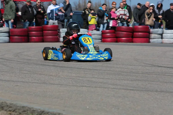 Odessa Ucrania Abril 2017 Campeonato Karting Niños Adolescentes Conductores Karts —  Fotos de Stock