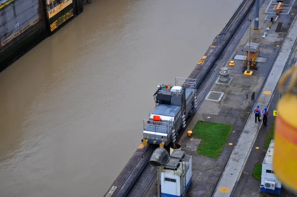 Canal Canal Panamá Com Navio Para Fora — Fotografia de Stock