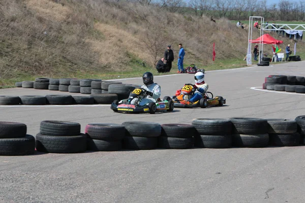 Odessa Ukraina April 2017 Karting Championship Barn Tonåringar Och Vuxna — Stockfoto