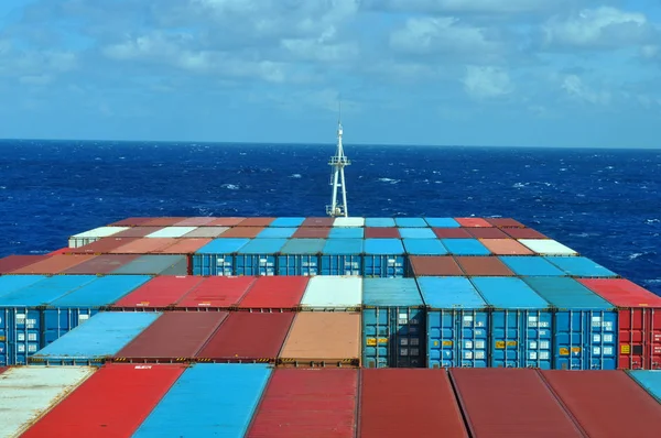 Grande Recipiente Vista Para Mar Partir Ponte Capitão Ponte Piloto — Fotografia de Stock