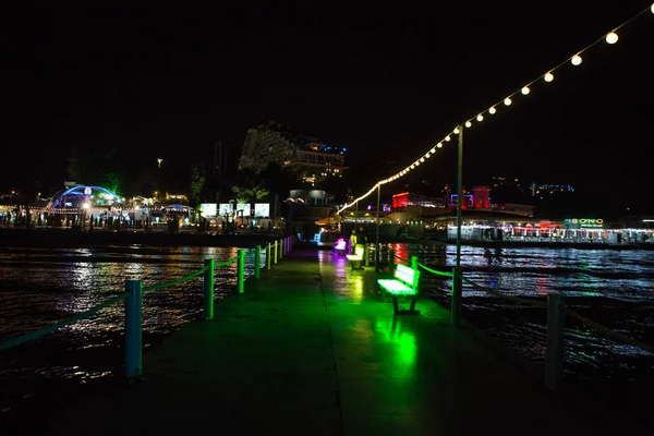 Night View Pier Sea — Stock Photo, Image