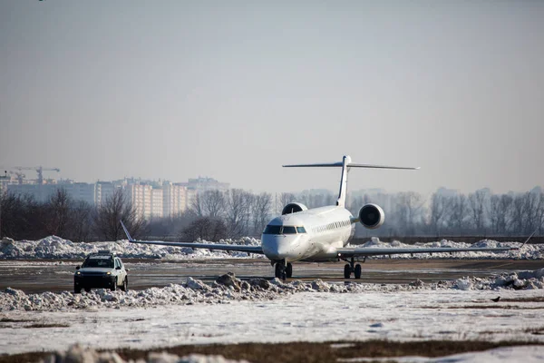 Vista Avião Passageiros Aeródromo Aeroporto — Fotografia de Stock