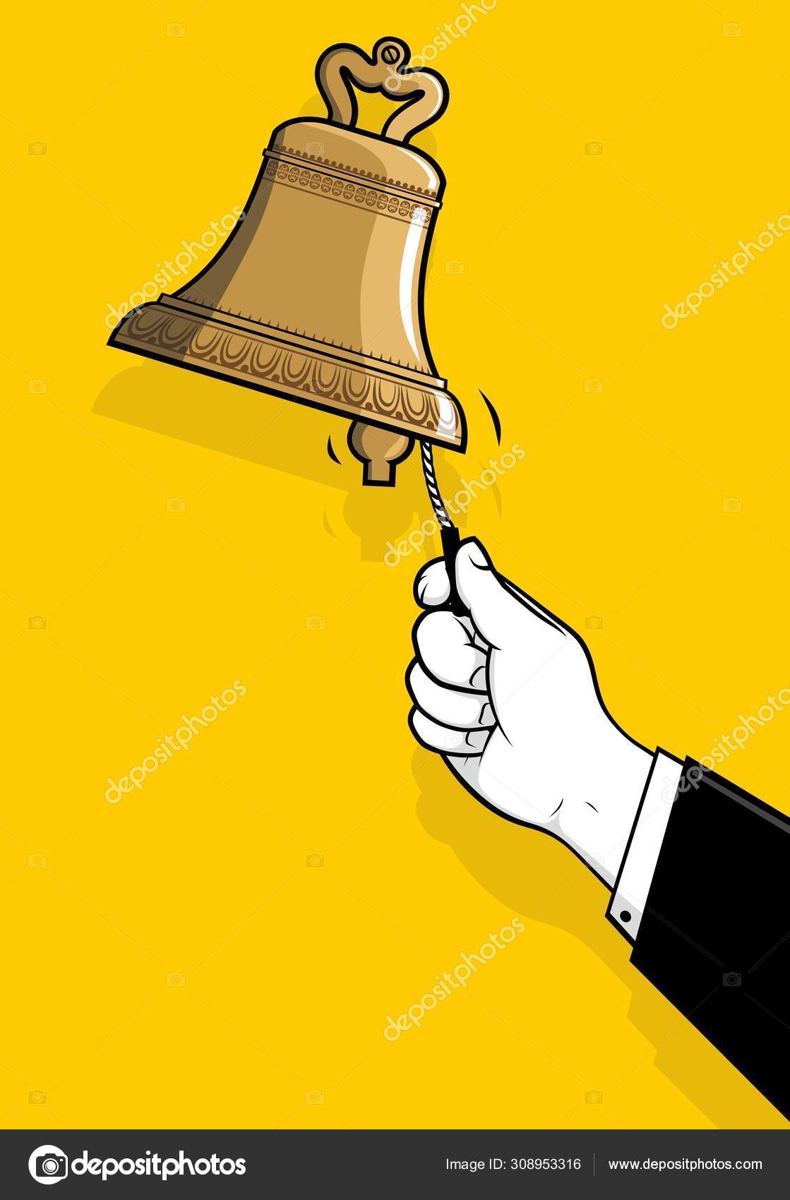 Man Cincin Tangan Bursa Saham Pembukaan Bel Vektor Stok oleh - Main Image