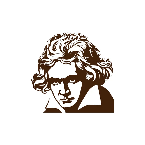 Retrato de Beethoven Retratos de figura histórica famosa —  Vetores de Stock