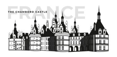 Fransızca Chateau Chambord kale bina. Mimarisi veya Ortaçağ Sarayı'nda Fransa, eski kale veya retro konak dış görünüm.