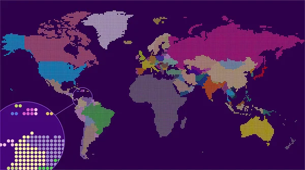 Mapa do mundo vetorial pontilhado. Um mapa político do mundo . — Vetor de Stock