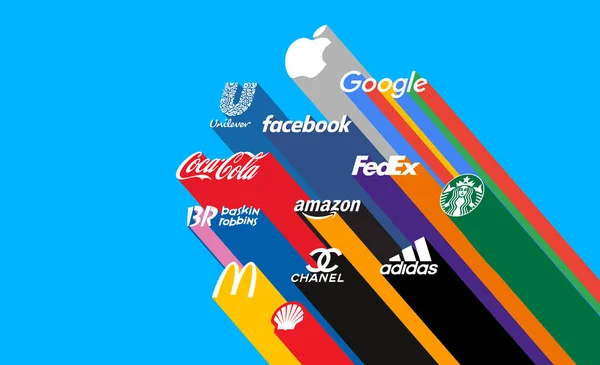 Die berühmtesten Logos renommierten Marken von cdesign identityompanies. Moderne Konzeptvektorgrafik — Stockvektor