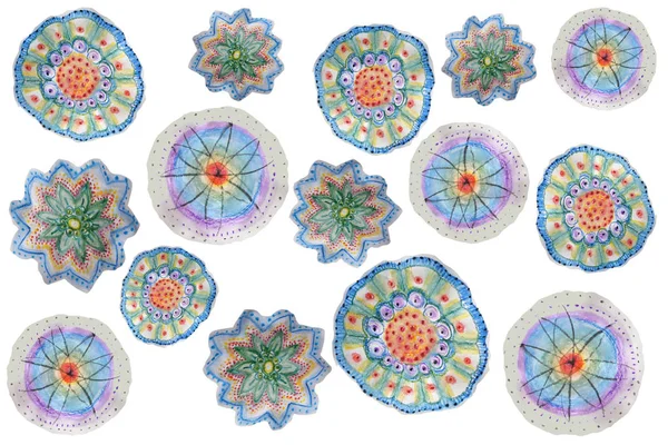 Çiçek çok renkli tonlarda çocuk kalem çizimi