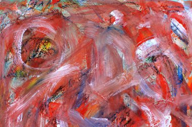 Tuval üzerinde kırmızı lekeler. Renkli parlak arka plan. boya vuruşları.