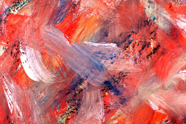 Tuval üzerinde kırmızı lekeler. Renkli parlak arka plan. boya vuruşları.