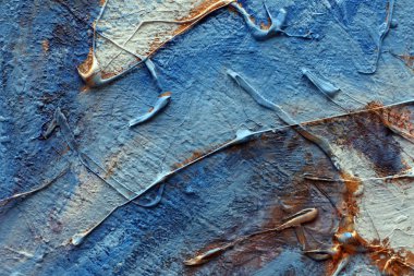 Boya akar. altın ve mavi karıştırma. resimde kabartma tekniği